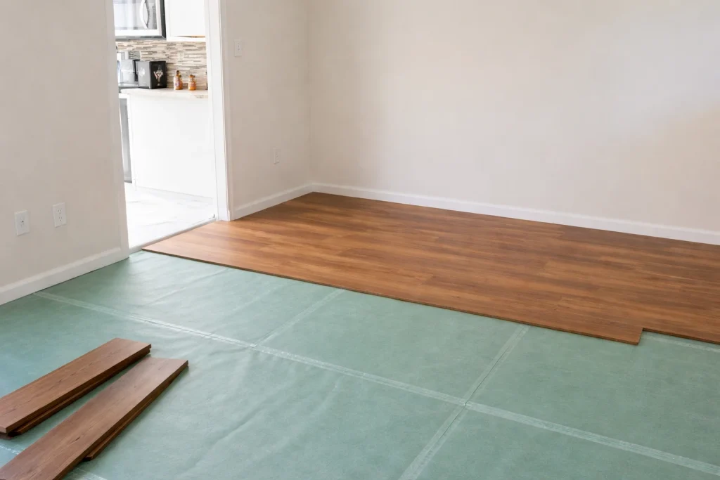 Bay Area floor before waterproof hardwood installation